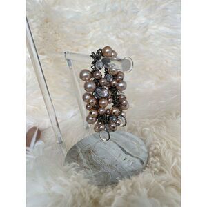 Vintage Charm Bracelet Faux Pearls Rhinestones